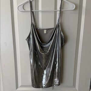 Sleek Silver Cowl Neck Camisole